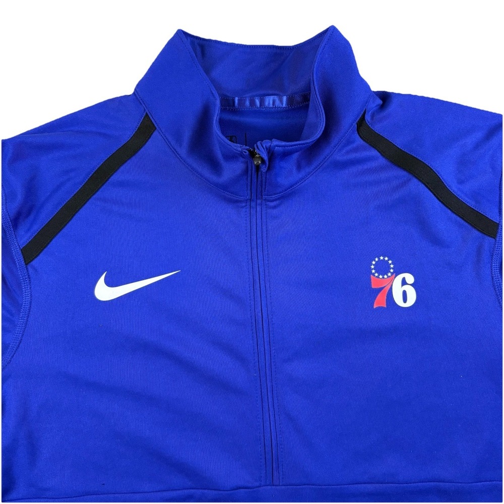 Nike Dri Fit 76ers Half Zip Mens Blue Small NBA Training Pullover Athletic